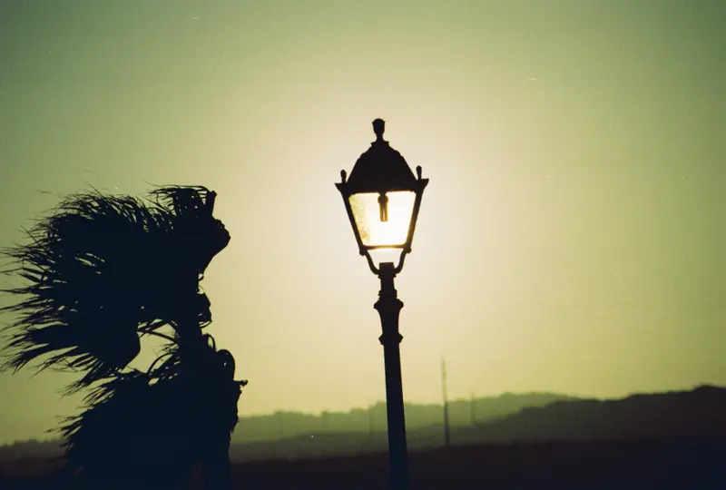 Old Lamp In Desert